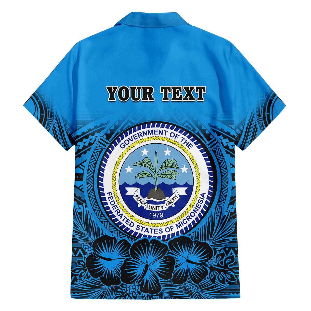 Personalised Yap Constitution Day Family Matching Off Shoulder Short Dress and Hawaiian Shirt FSM Seal Happy 24 December LT14 - Polynesian Pride