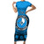 Personalised Yap Constitution Day Family Matching Short Sleeve Bodycon Dress and Hawaiian Shirt FSM Seal Happy 24 December LT14 Mom's Dress Blue - Polynesian Pride