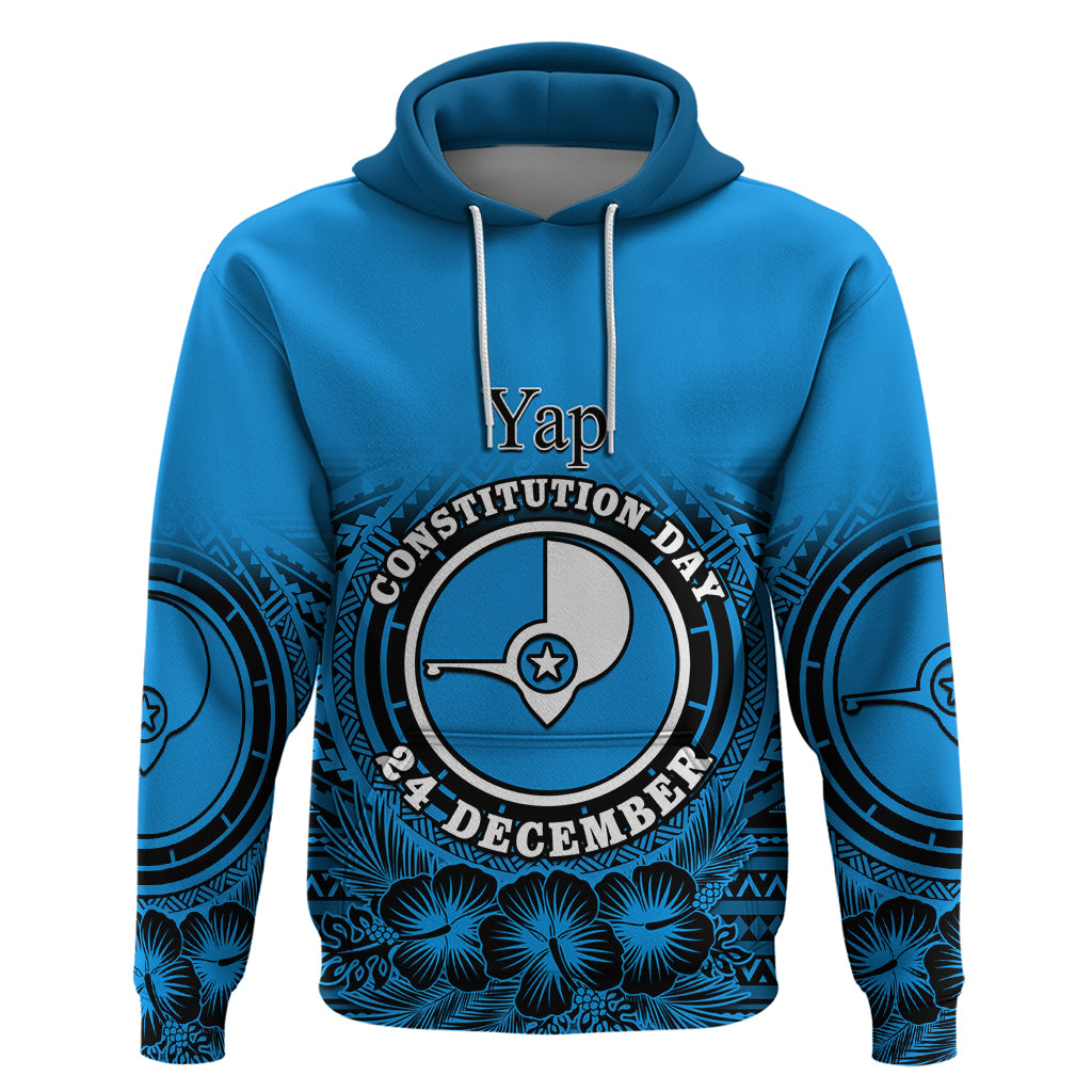 Personalised Yap Constitution Day Hoodie FSM Seal Happy 24 December LT14 Blue - Polynesian Pride