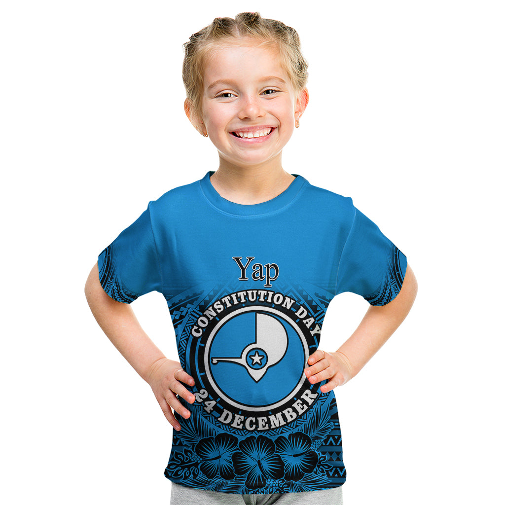 Personalised Yap Constitution Day Kid T Shirt FSM Seal Happy 24 December LT14 Blue - Polynesian Pride