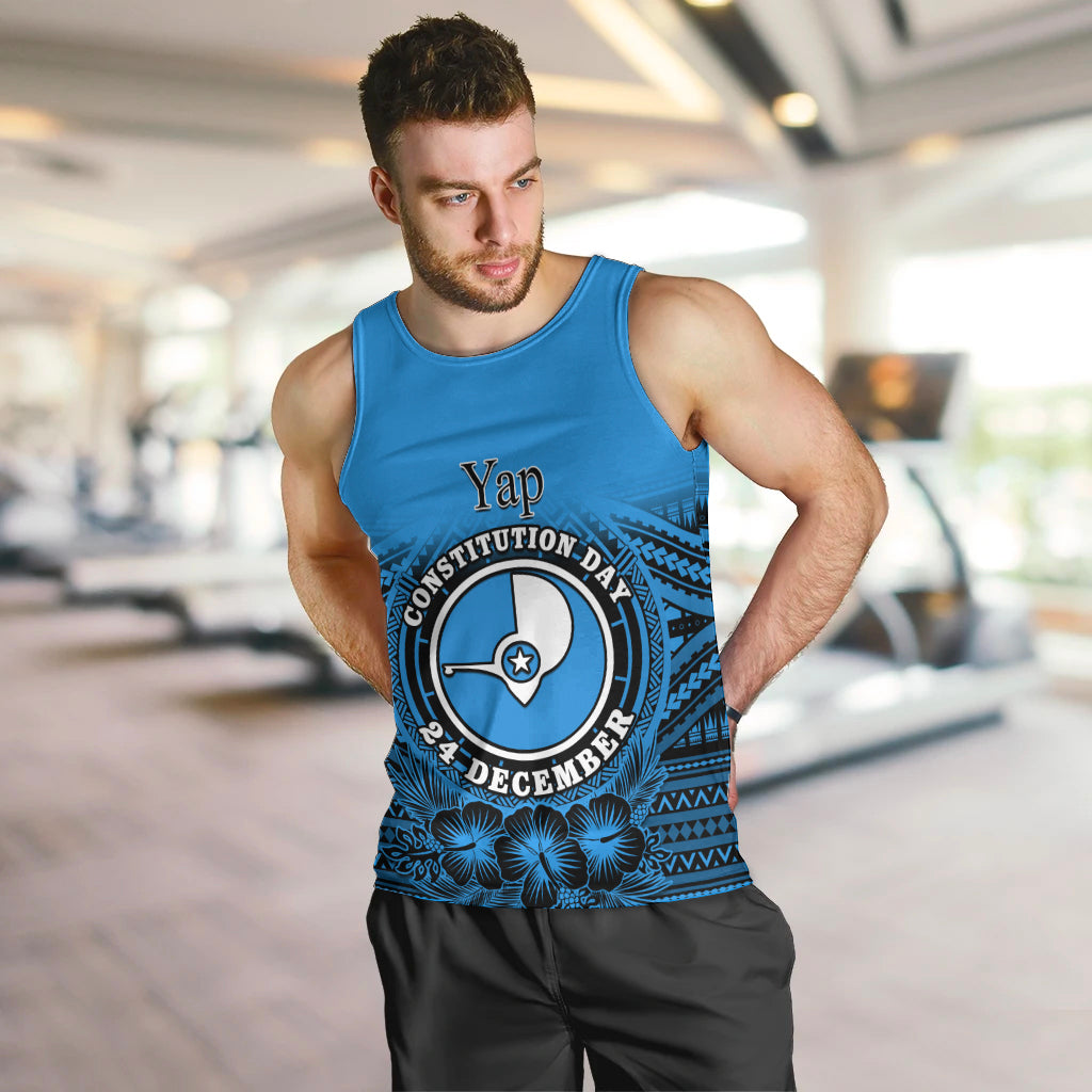 Personalised Yap Constitution Day Men Tank Top FSM Seal Happy 24 December LT14 Blue - Polynesian Pride