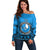 Personalised Yap Constitution Day Off Shoulder Sweater FSM Seal Happy 24 December LT14 Women Blue - Polynesian Pride