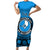 Personalised Yap Constitution Day Short Sleeve Bodycon Dress FSM Seal Happy 24 December LT14 Long Dress Blue - Polynesian Pride