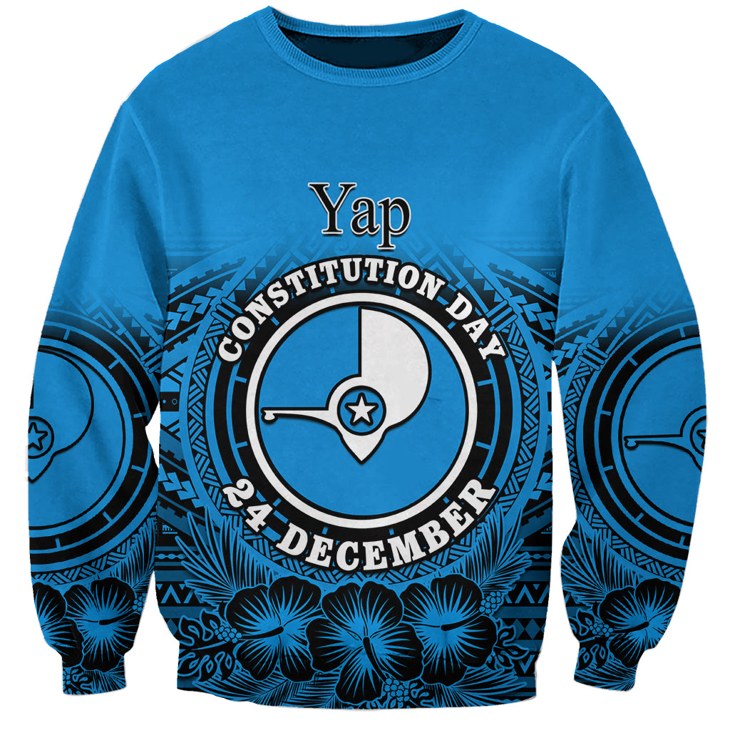 Personalised Yap Constitution Day Sweatshirt FSM Seal Happy 24 December LT14 Unisex Blue - Polynesian Pride