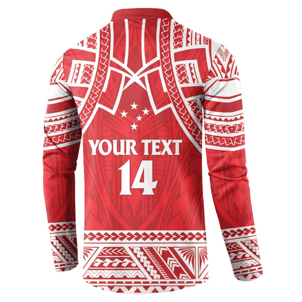 Samoa Rugby Custom Button Sweatshirt Toa Samoa Pacific Sporty Red - Polynesian Pride