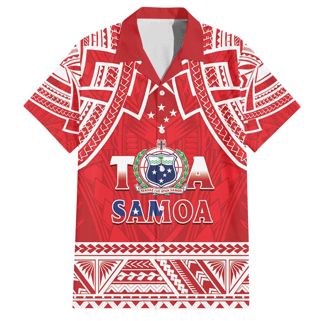Samoa Rugby Custom Family Matching Long Sleeve Bodycon Dress and Hawaiian Shirt Toa Samoa Pacific Sporty Red - Polynesian Pride