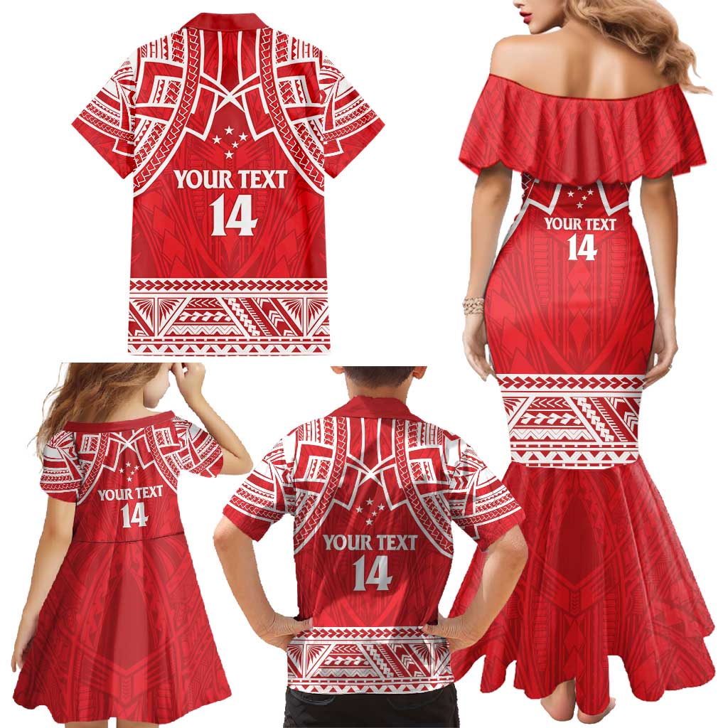 Samoa Rugby Custom Family Matching Mermaid Dress and Hawaiian Shirt Toa Samoa Pacific Sporty Red - Polynesian Pride