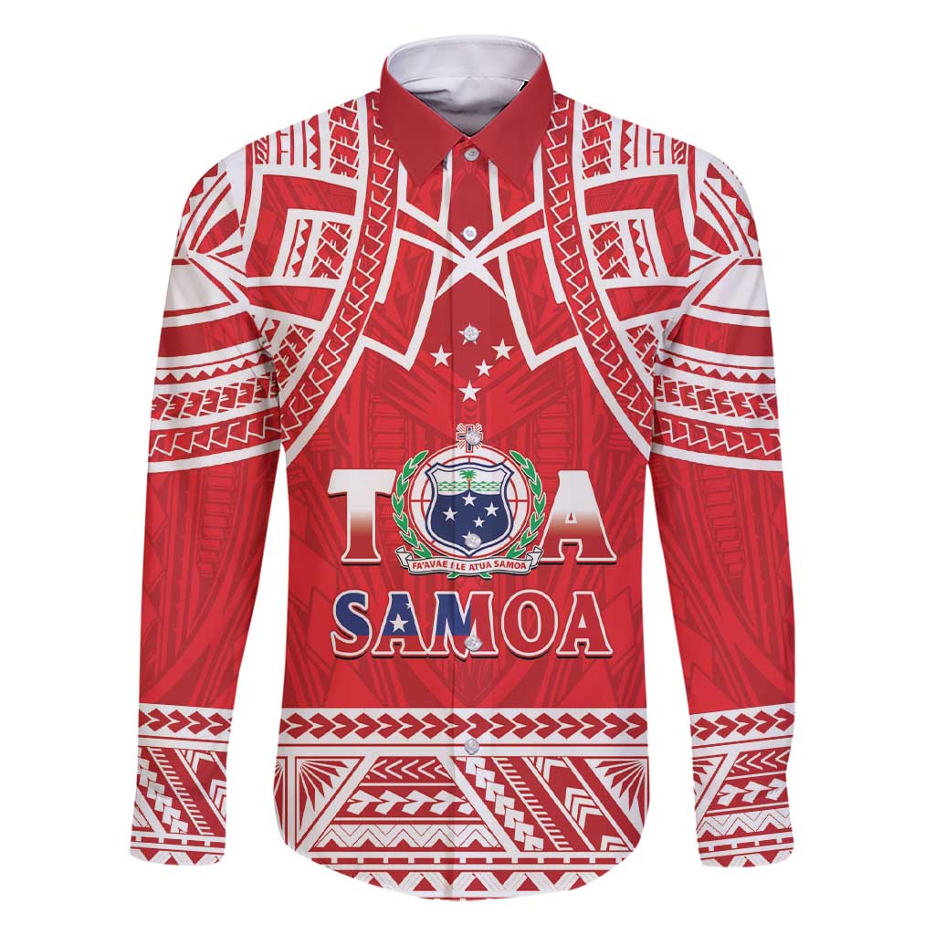 Samoa Rugby Custom Family Matching Short Sleeve Bodycon Dress and Hawaiian Shirt Toa Samoa Pacific Sporty Red - Polynesian Pride