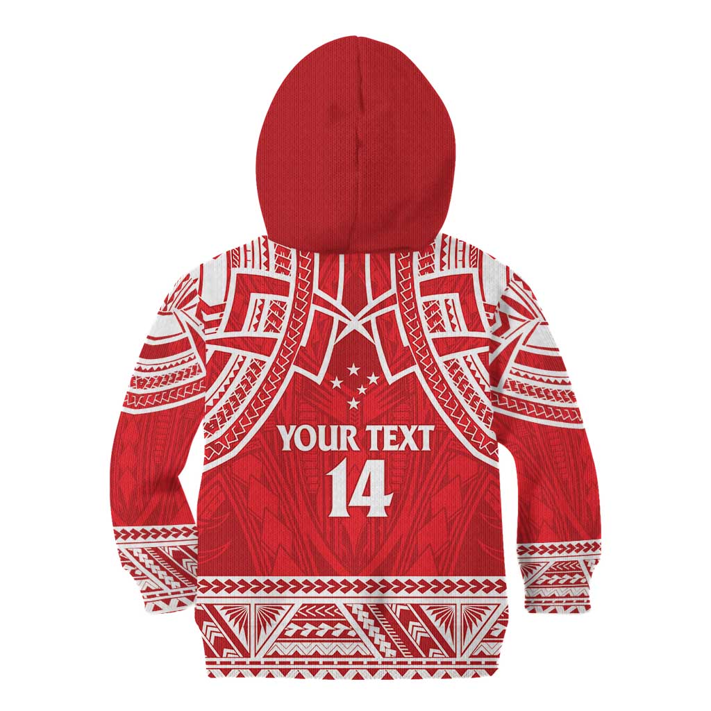 Samoa Rugby Custom Kid Hoodie Toa Samoa Pacific Sporty Red - Polynesian Pride