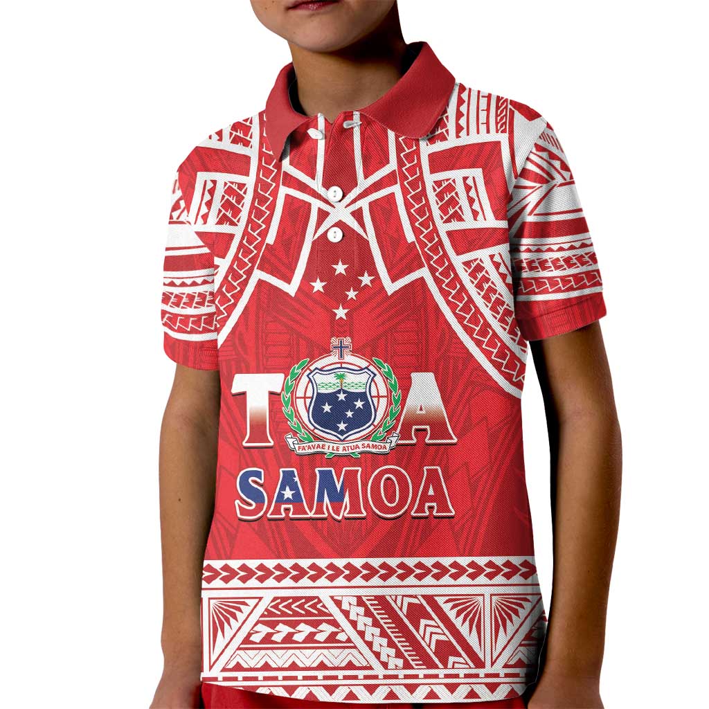 Samoa Rugby Custom Kid Polo Shirt Toa Samoa Pacific Sporty Red - Polynesian Pride