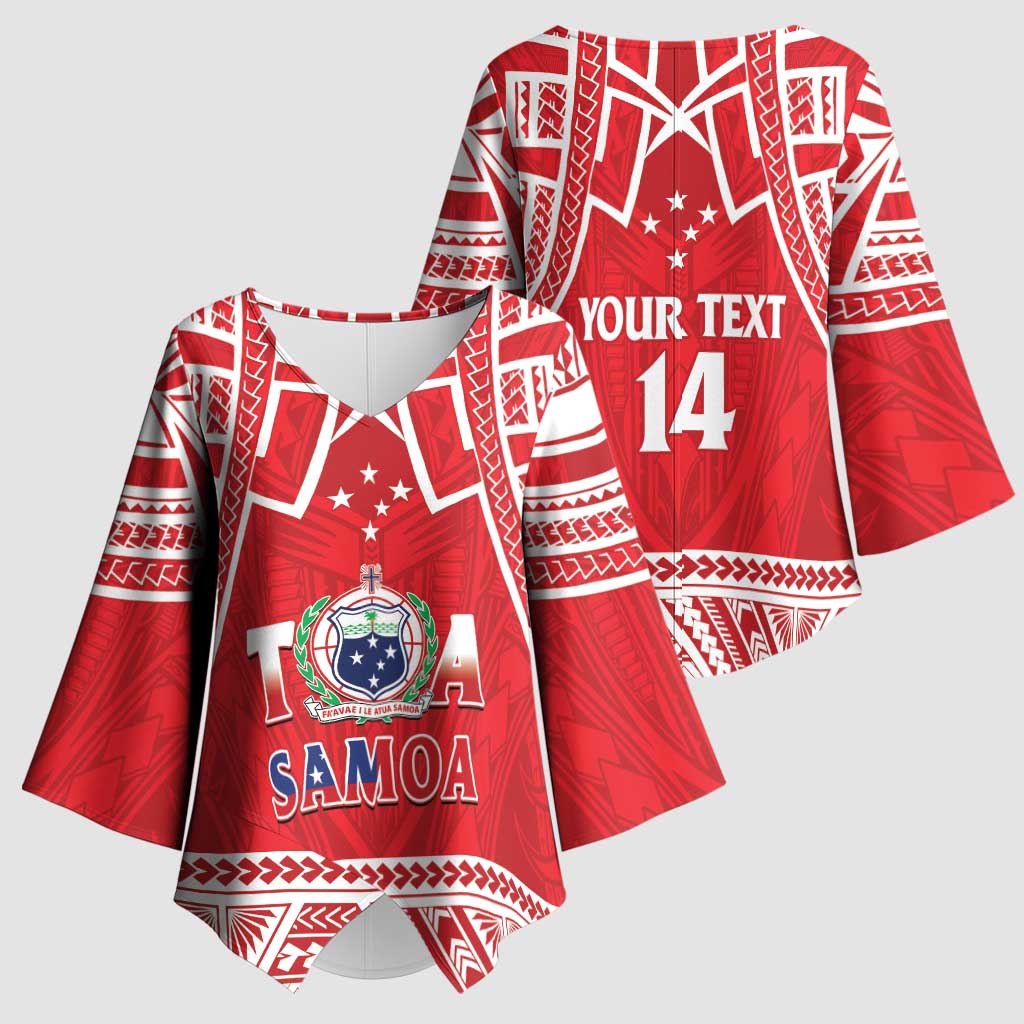 Samoa Rugby Custom Kimono Sleeve Blouse Toa Samoa Pacific Sporty Red - Polynesian Pride