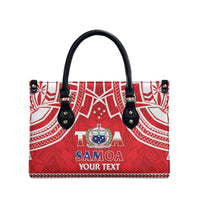 Samoa Rugby Custom Leather Bag Toa Samoa Pacific Sporty Red - Polynesian Pride