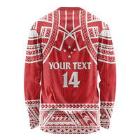 Samoa Rugby Custom Long Sleeve Shirt Toa Samoa Pacific Sporty Red - Polynesian Pride