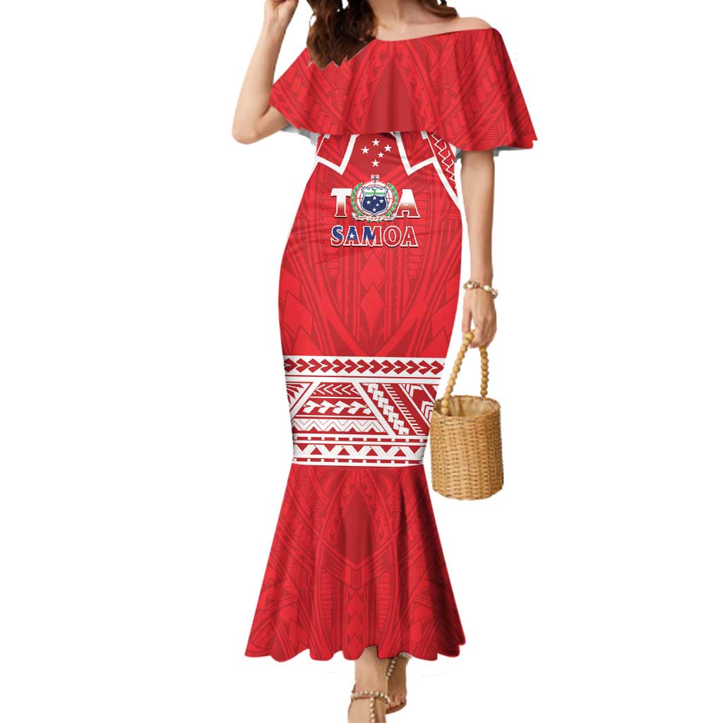 Samoa Rugby Custom Mermaid Dress Toa Samoa Pacific Sporty Red - Polynesian Pride