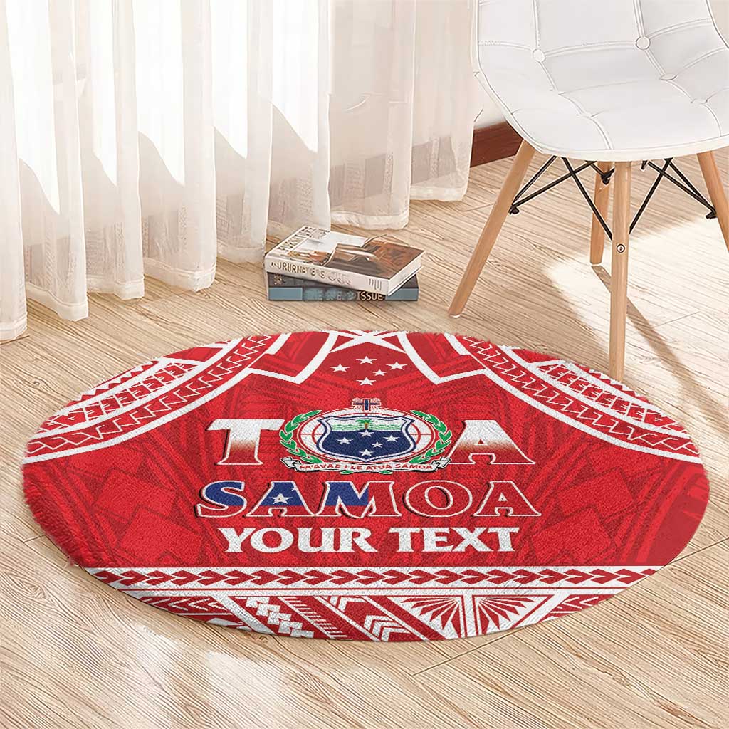 Samoa Rugby Custom Round Carpet Toa Samoa Pacific Sporty Red - Polynesian Pride