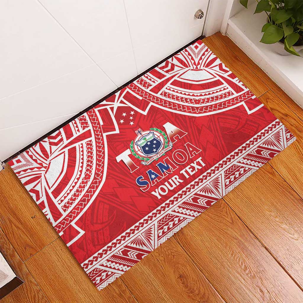 Samoa Rugby Custom Rubber Doormat Toa Samoa Pacific Sporty Red - Polynesian Pride