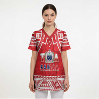 Samoa Rugby Custom Scrub Top Toa Samoa Pacific Sporty Red - Polynesian Pride