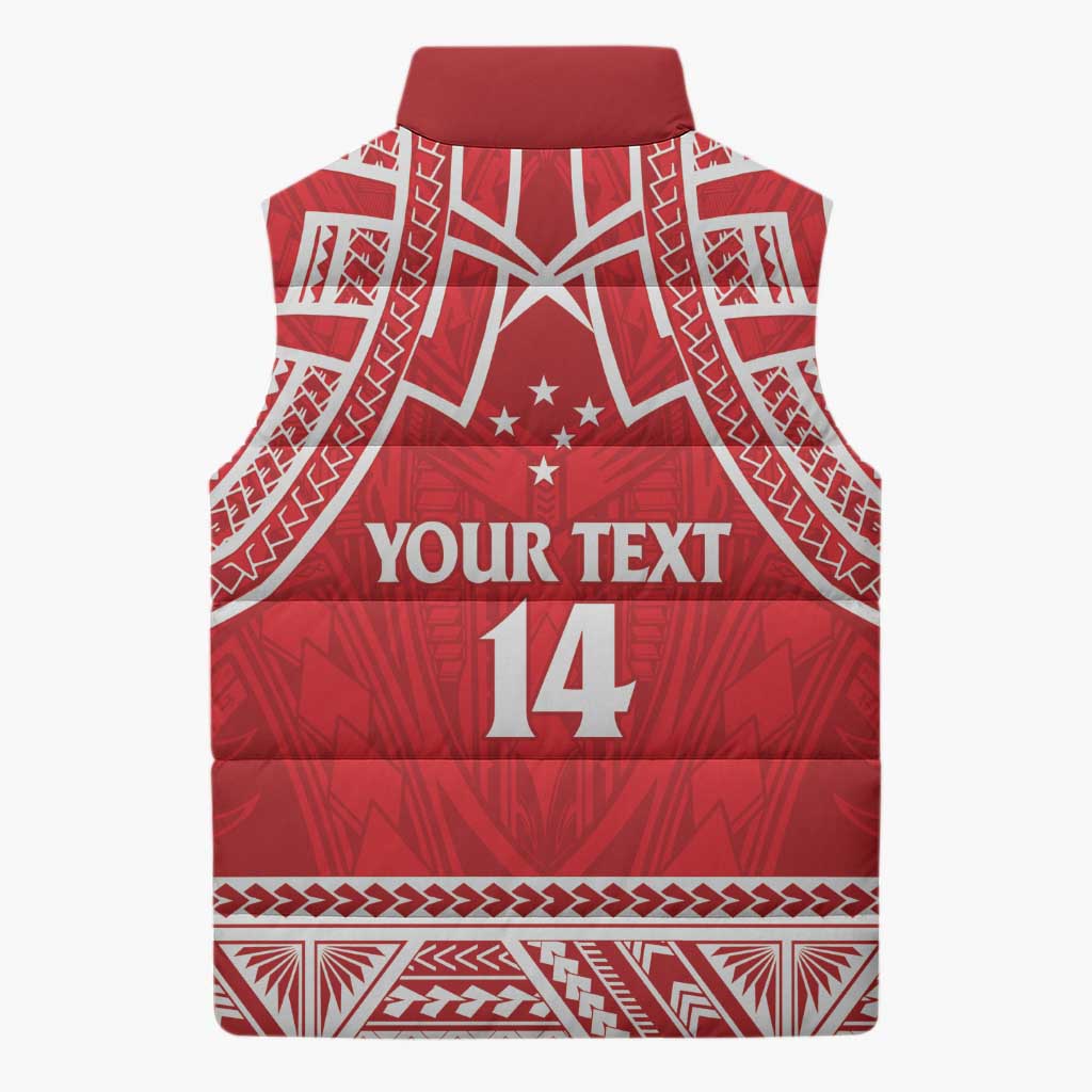 Samoa Rugby Custom Sleeveless Puffer Jacket Toa Samoa Pacific Sporty Red - Polynesian Pride