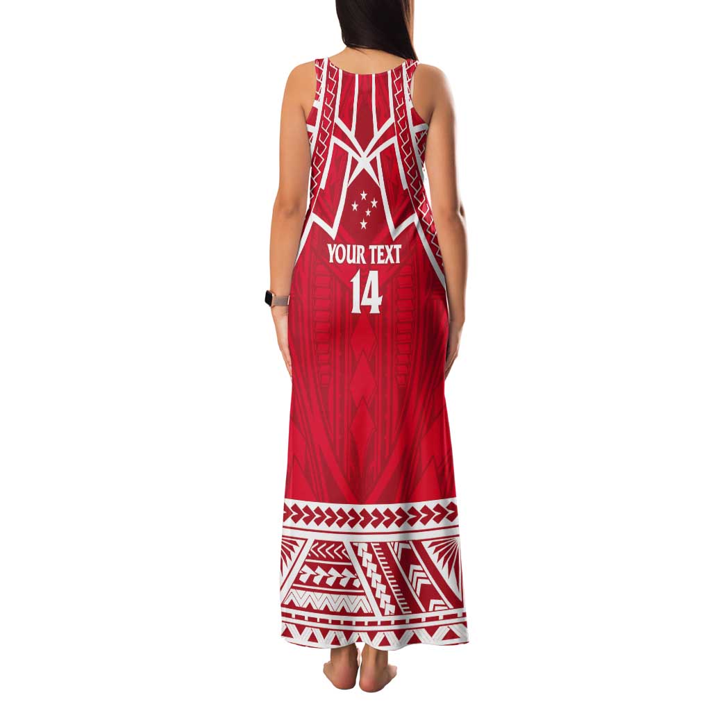 Samoa Rugby Custom Tank Maxi Dress Toa Samoa Pacific Sporty Red - Polynesian Pride