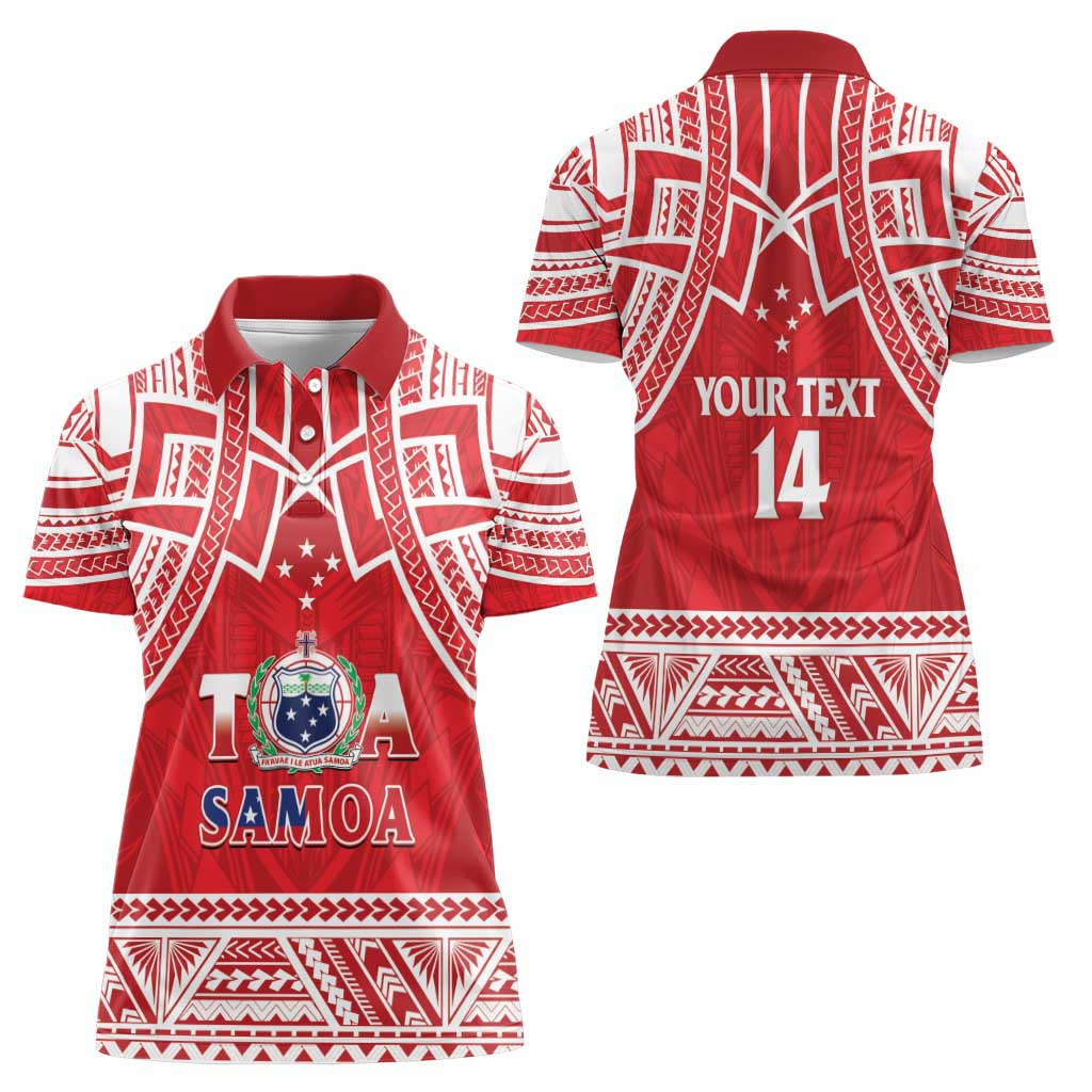 Samoa Rugby Custom Women Polo Shirt Toa Samoa Pacific Sporty Red - Polynesian Pride
