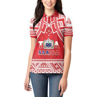 Samoa Rugby Custom Women Polo Shirt Toa Samoa Pacific Sporty Red - Polynesian Pride