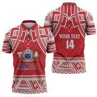 Samoa Rugby Custom Zipper Polo Shirt Toa Samoa Pacific Sporty Red - Polynesian Pride