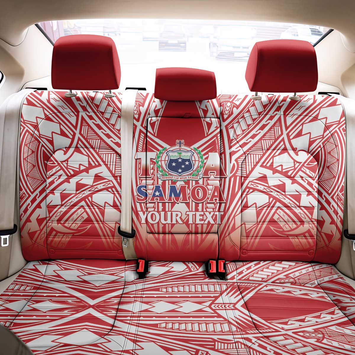 Toa Samoa Rugby Custom Back Car Seat Cover Samoa mo Samoa Polynesian Pacific Red - Polynesian Pride