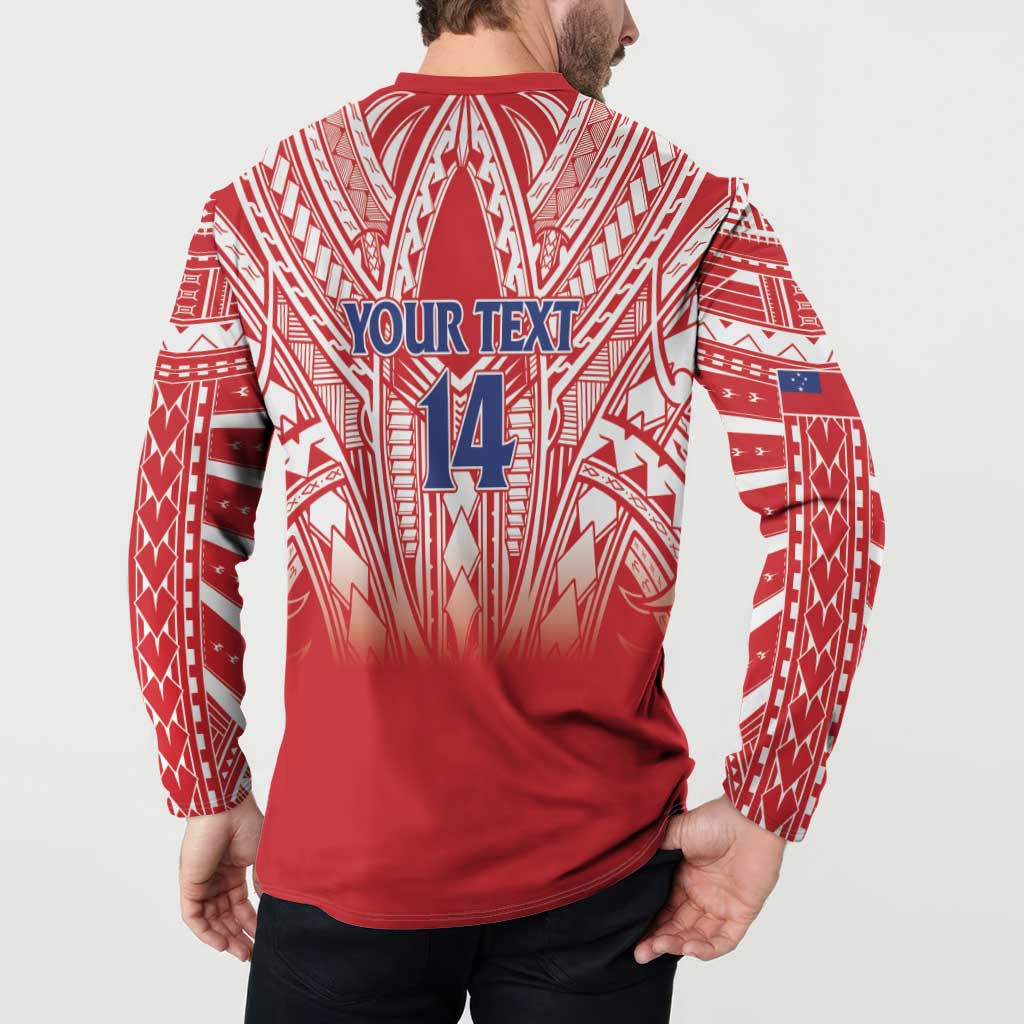 Toa Samoa Rugby Custom Button Sweatshirt Samoa mo Samoa Polynesian Pacific Red - Polynesian Pride