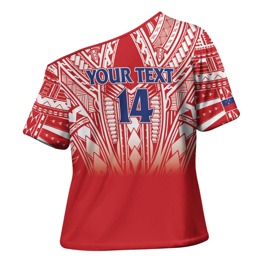Toa Samoa Rugby Custom Cross Shoulder Shirt Samoa mo Samoa Polynesian Pacific Red - Polynesian Pride