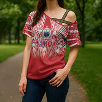Toa Samoa Rugby Custom Cross Shoulder Shirt Samoa mo Samoa Polynesian Pacific Red - Polynesian Pride