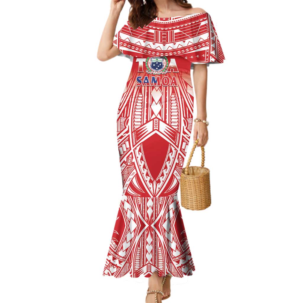 Toa Samoa Rugby Custom Family Matching Mermaid Dress and Hawaiian Shirt Samoa mo Samoa Polynesian Pacific Red - Polynesian Pride