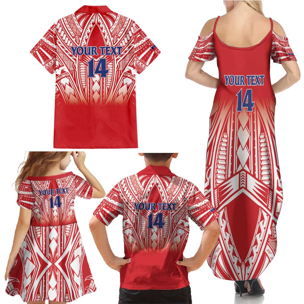 Toa Samoa Rugby Custom Family Matching Summer Maxi Dress and Hawaiian Shirt Samoa mo Samoa Polynesian Pacific Red - Polynesian Pride