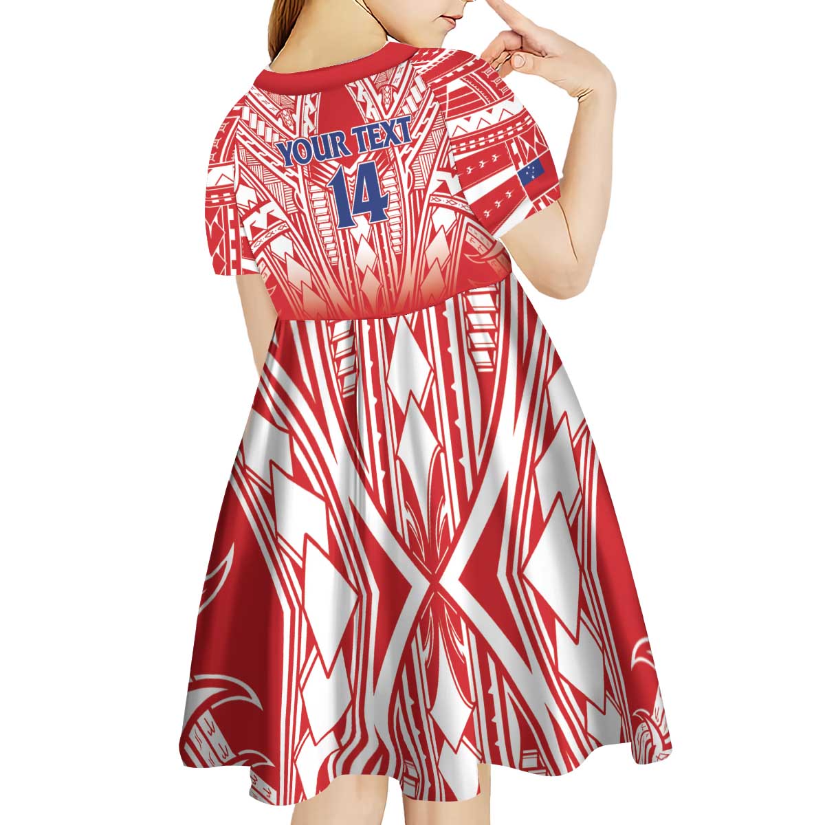 Toa Samoa Rugby Custom Kid Short Sleeve Dress Samoa mo Samoa Polynesian Pacific Red - Polynesian Pride