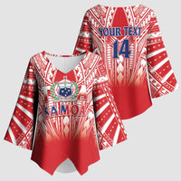 Toa Samoa Rugby Custom Kimono Sleeve Blouse Samoa mo Samoa Polynesian Pacific Red - Polynesian Pride