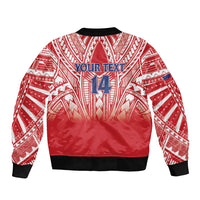 Toa Samoa Rugby Custom Sleeve Zip Bomber Jacket Samoa mo Samoa Polynesian Pacific Red - Polynesian Pride