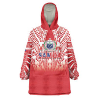 Toa Samoa Rugby Custom Wearable Blanket Hoodie Samoa mo Samoa Polynesian Pacific Red - Polynesian Pride