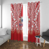 Toa Samoa Rugby Custom Window Curtain Samoa mo Samoa Polynesian Pacific Red - Polynesian Pride