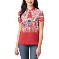 Toa Samoa Rugby Custom Women Polo Shirt Samoa mo Samoa Polynesian Pacific Red - Polynesian Pride