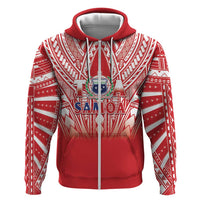 Toa Samoa Rugby Custom Zip Hoodie Samoa mo Samoa Polynesian Pacific Red - Polynesian Pride