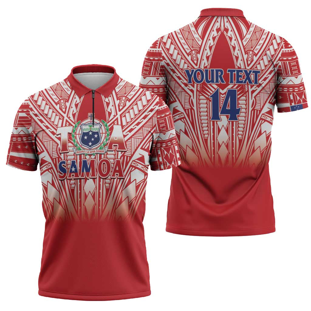 Toa Samoa Rugby Custom Zipper Polo Shirt Samoa mo Samoa Polynesian Pacific Red - Polynesian Pride