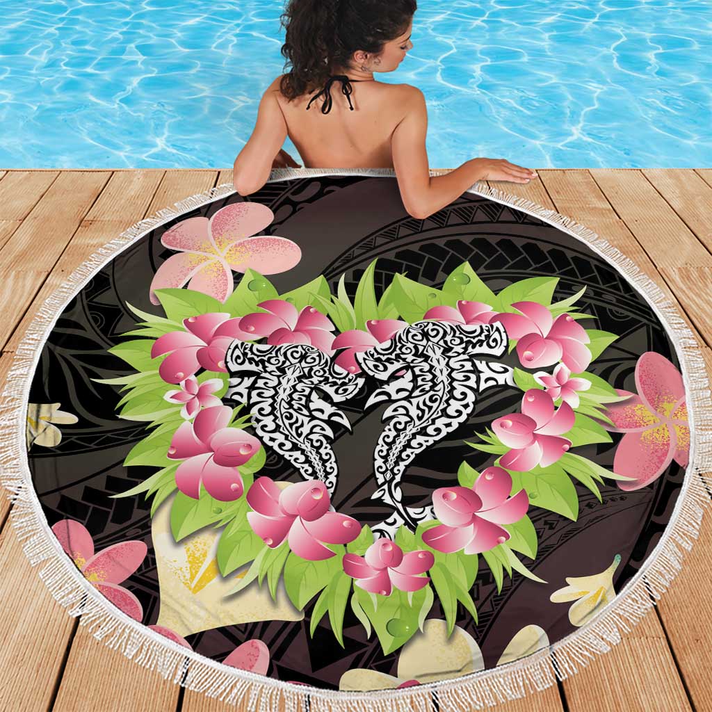Polynesia Valentine's Day Beach Blanket Hammerhead Shark Plumeria With Polynesian Pattern LT14 - Polynesian Pride