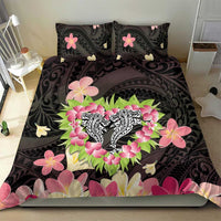 Polynesia Valentine's Day Bedding Set Hammerhead Shark Plumeria With Polynesian Pattern