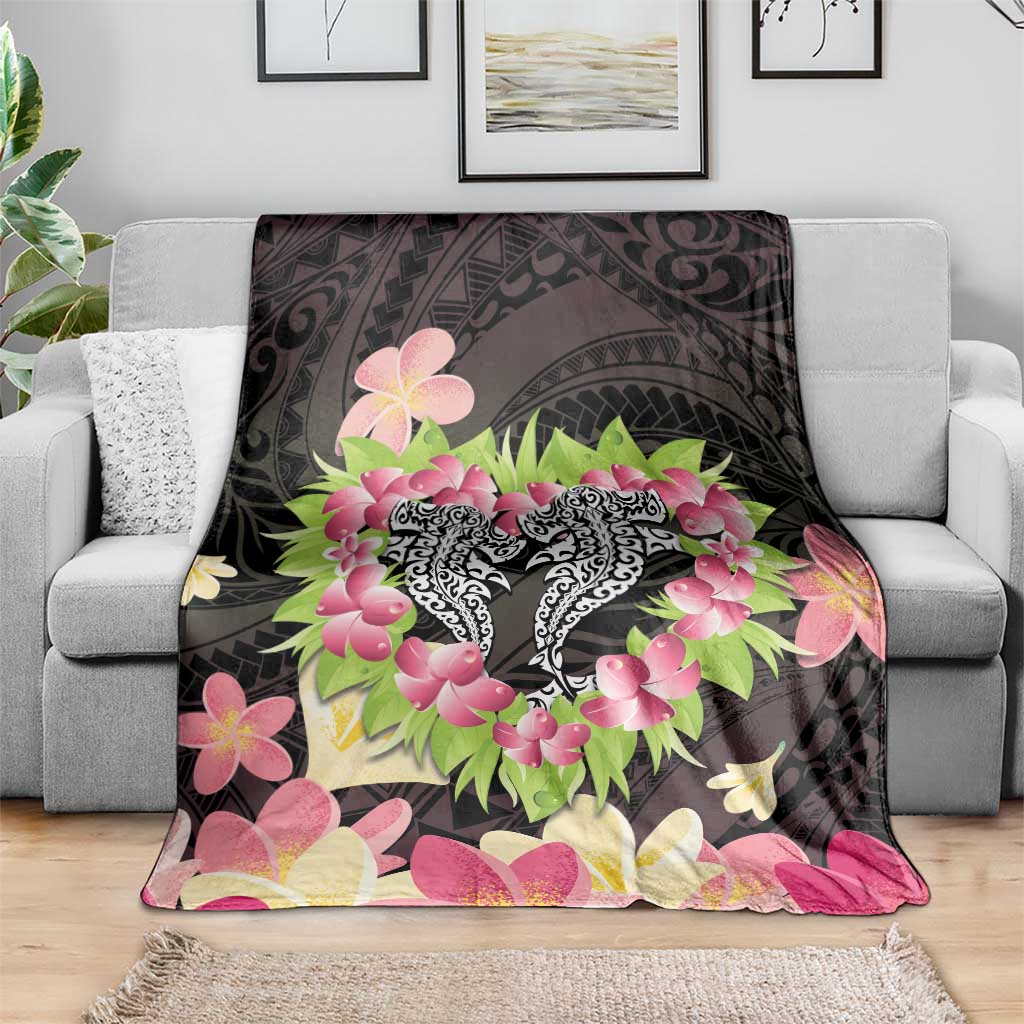 Polynesia Valentine's Day Blanket Hammerhead Shark Plumeria With Polynesian Pattern LT14 - Polynesian Pride