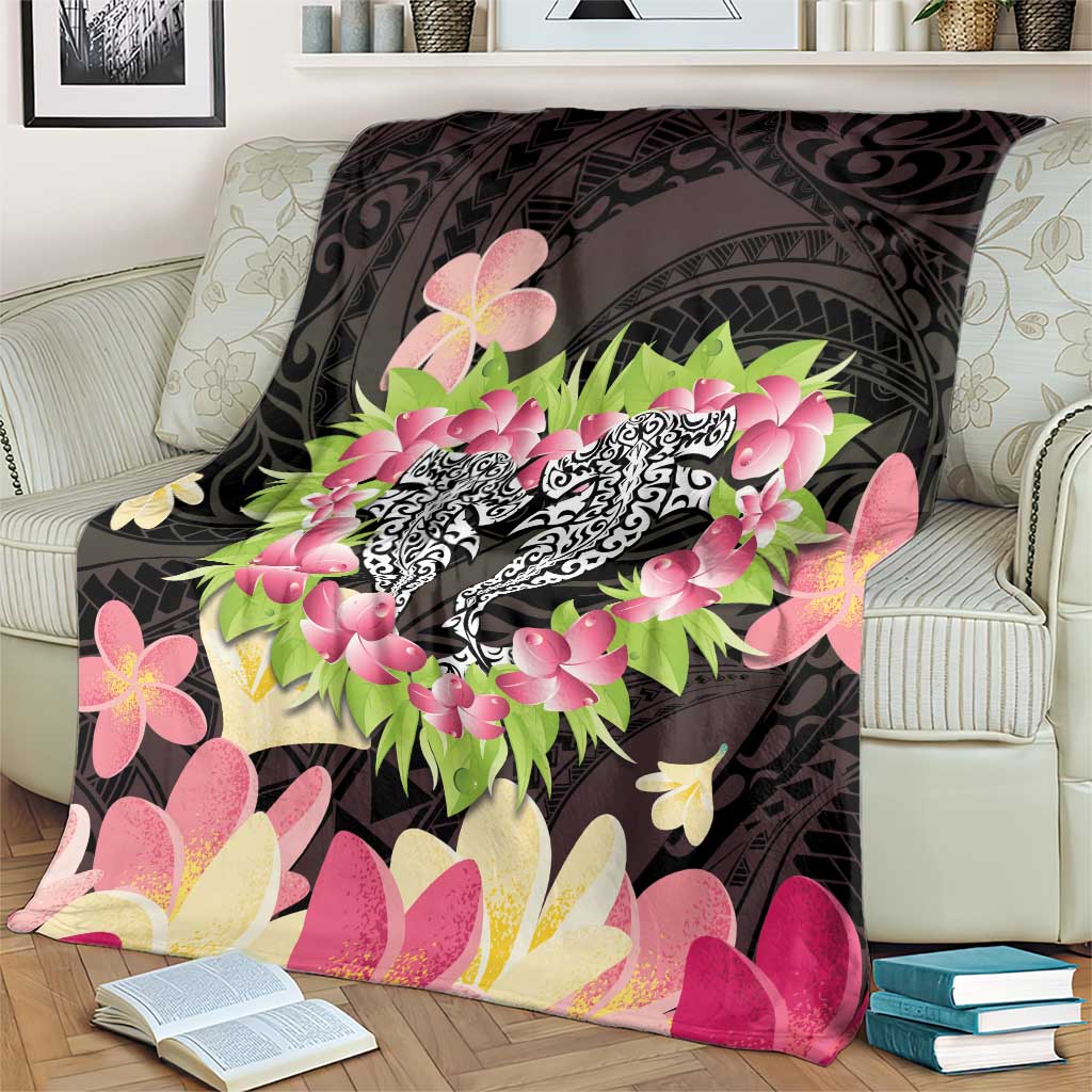 Polynesia Valentine's Day Blanket Hammerhead Shark Plumeria With Polynesian Pattern LT14 - Polynesian Pride