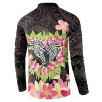 Polynesia Valentine's Day Button Sweatshirt Hammerhead Shark Plumeria With Polynesian Pattern LT14 - Polynesian Pride