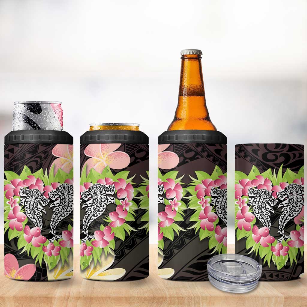 Polynesia Valentine's Day 4 in 1 Can Cooler Tumbler Hammerhead Shark Plumeria With Polynesian Pattern LT14 - Polynesian Pride