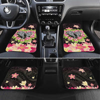 Polynesia Valentine's Day Car Mats Hammerhead Shark Plumeria With Polynesian Pattern LT14 Set 4pcs Black - Polynesian Pride