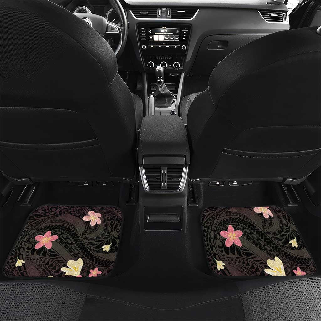 Polynesia Valentine's Day Car Mats Hammerhead Shark Plumeria With Polynesian Pattern LT14 Set 2pcs - Back Black - Polynesian Pride