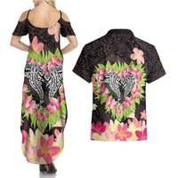 Polynesia Valentine's Day Couples Matching Summer Maxi Dress and Hawaiian Shirt Hammerhead Shark Plumeria With Polynesian Pattern LT14 - Polynesian Pride