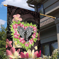Polynesia Valentine's Day Garden Flag Hammerhead Shark Plumeria With Polynesian Pattern LT14 - Polynesian Pride